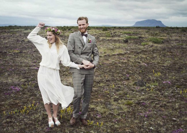 Just married in beautiful landscape in Iceland