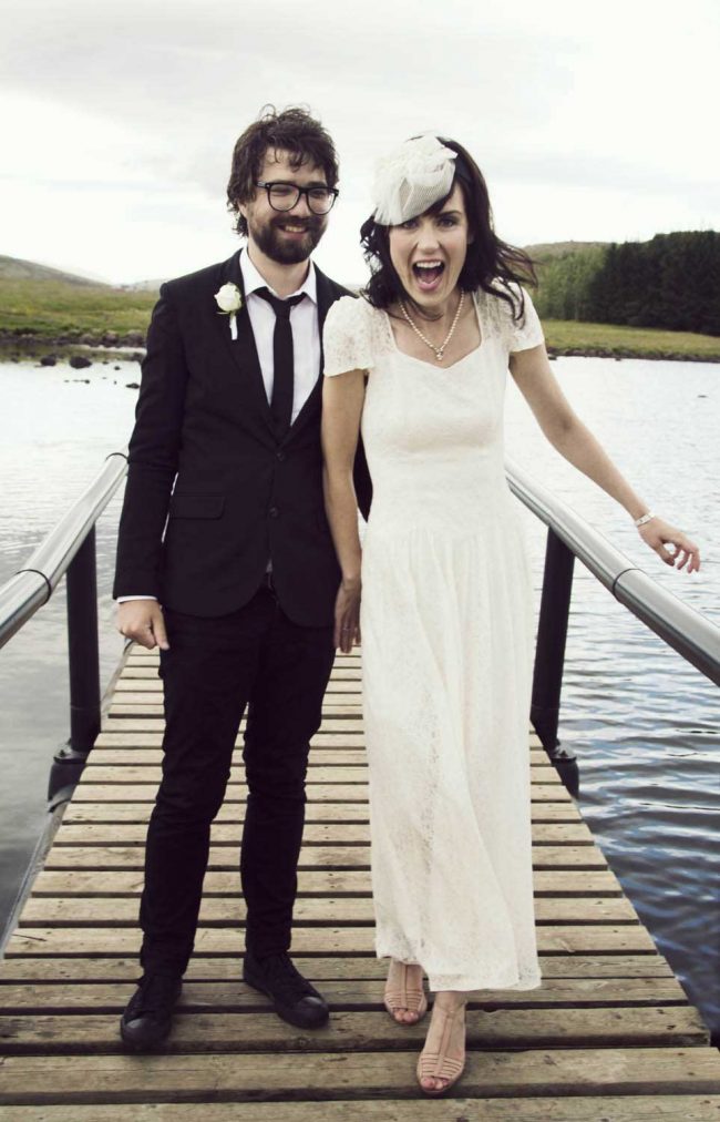 Happy husband and wife in Iceland